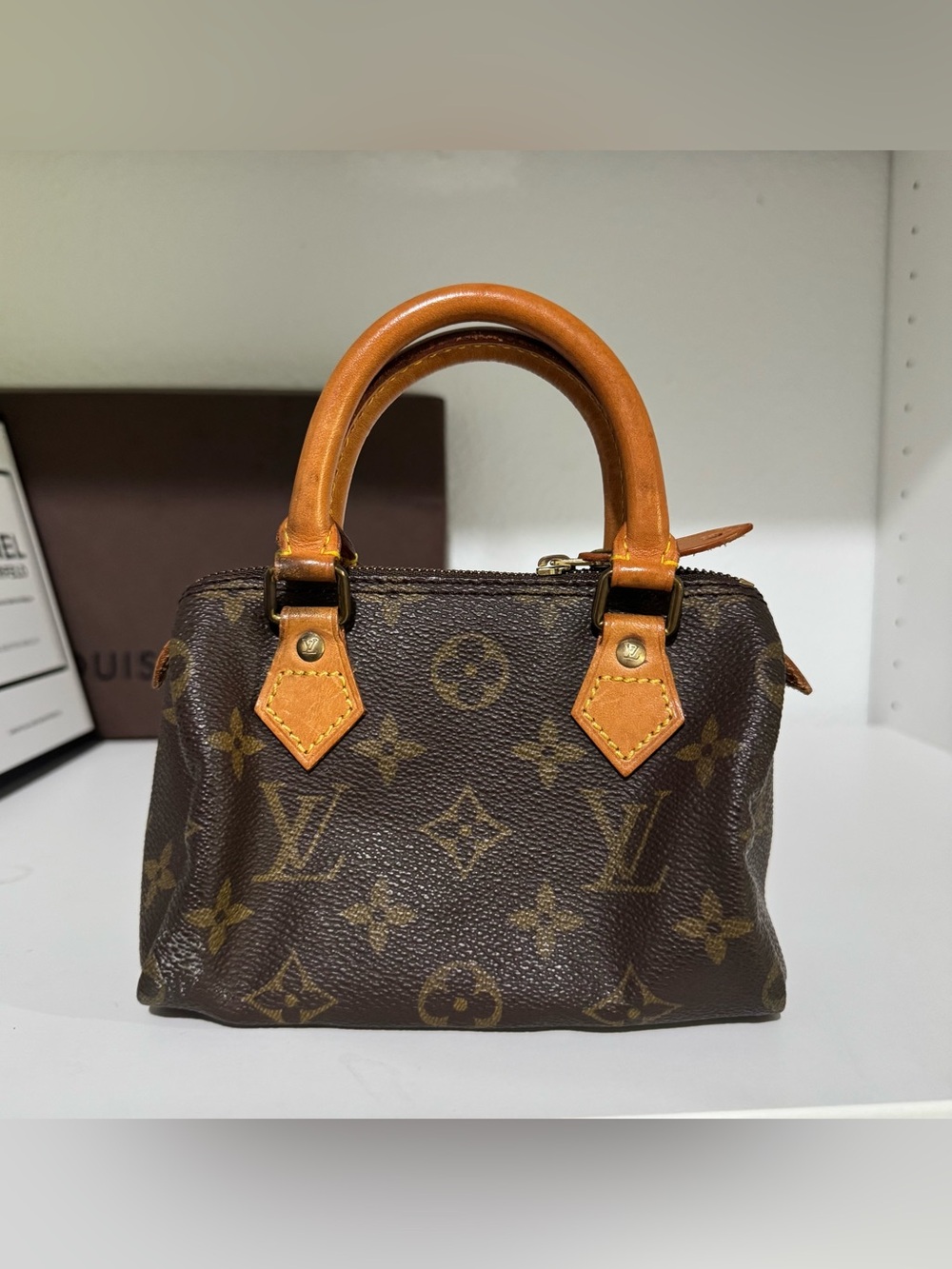 Louis Vuitton Monogram Mini / Nano Speedy - Dark Brown with Tan Handles